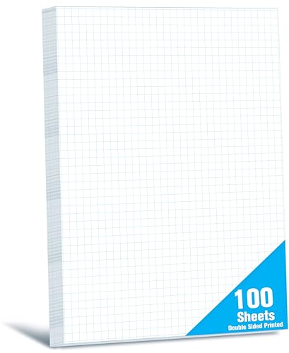 100 Blatt Millimeterpapier, Doppelseitiges Rasterpapier, 4x4 Rasterlinien (4 Quadrate pro Zoll), Leicht abzureißender Block für Schüler, Beamte, technische Zeichnungen, Entwürfe