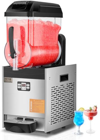 VEVOR Machine à Granité Commerciale 1x12 L, Machine à Boissons Glacées en Acier Inoxydable de 48 Tasses, Distributeur de Boissons Frappées Granitas Margarita Smoothie, pour Restaurants Cafés Bars