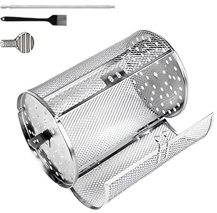 Stainless Steel Swivel Grill Basket,Stainless Steel Swivel Grill,BBQ Grill Cage Outdoor Grilling Basket - Heavy Duty Grilled Chicken Wings Basket