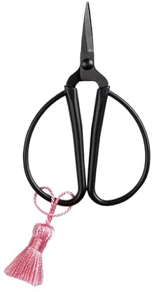 Loveria Forbici per bricolage, nere, piccole, lunghe 8,5 cm, antiruggine, per carta, tessuto e filato, nappa colorata, forbici vintage retrò per adulti e bambini