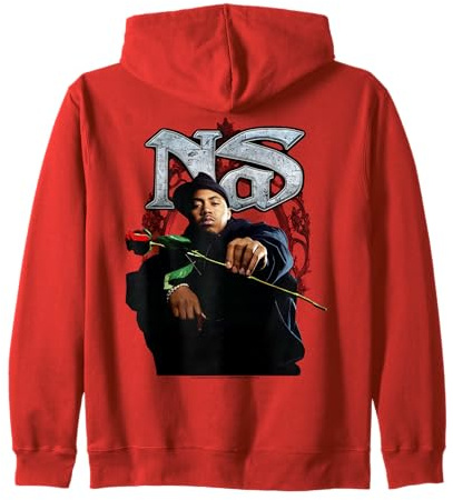 Ufficiale Nas Roses Hip Hop Retro Rapper Felpa con Cappuccio