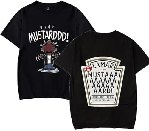 MDMLK Mustard Merch T-Shirt Unisex Casual, Moda da Strada, Manica Corta, Girocollo, Stampa alla Moda,Nero,XS