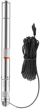 Pompe de puits profond, 2 pouces, 0,37 kW, 1000 l/h, en acier inoxydable, avec câble de 15 m, profondeur de refoulement 55 m, pompe submersible 5 bars, pompe submersible 5,2 cm