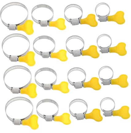 Veemoon 16pcs Stainless Steel Water Hose Clamps Key Clamp Assortment Fastener for Plumbing Automotive Repair