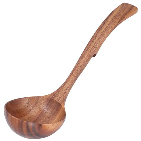 RIZGHWOY Mestolo in Legno Porridge in Legno Zuppa per Domestica, Piatti Artigianali per Bambini (Grande cucchiaio per gancio)