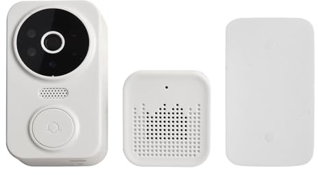 Sonnette vidéo sans fil avec interphone audio bidirectionnel et WiFi pour une gestion efficace de l'entrée à la maison (blanc)