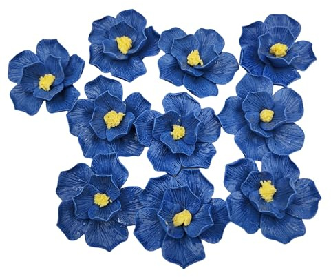 10 PZ Piastrelle in Ceramica con Fiori 3D, 4CM Fiori in Ceramica di Porcellana Fatti a Mano per Opere d'Arte, Acquario, Vasi, Soggiorno, Tavolo da Pranzo, Ufficio, Decorazione Floreale per Casa