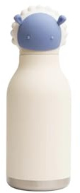 ASOBU Bestie Kindertrinkflasche mit Strohhalm – Isolierte Edelstahlflasche 420ml mit Schaafkopf – Auslaufsicher & BPA-frei