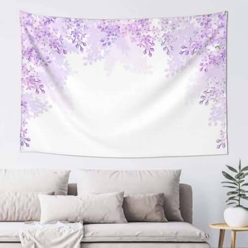 QGWDYYJQ Arazzo con stampa di fiori lilla in fiore, 152,4 x 101,6 cm, decorazione da parete