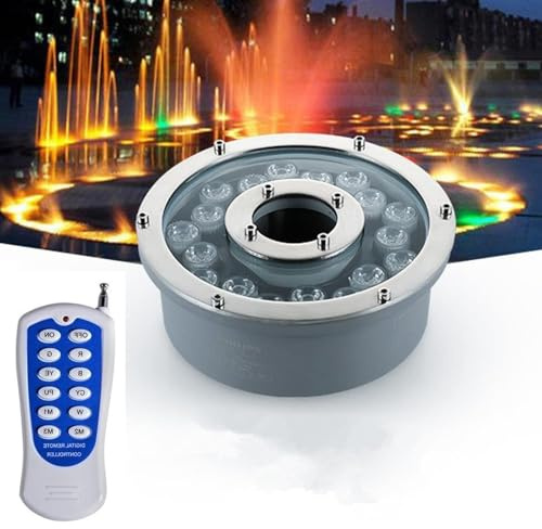 GUODDM Luces RGB Sumergibles - Luz LED De Anillo Para Fuente, Foco De Piscina Empotrado IP68, Resistente Al Agua, Luces De Paisaje De Acero Inoxidable De 12 V-24 V, Luz Subacuática Empotrada(6W(24V))