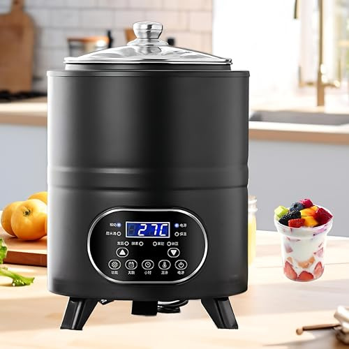 Giuggiolared Maquina para Hacer Yogur casero 8L/12L con termostato Ajustable, yogurtera eléctrica con función de temporizado, Yogurtera para Yogur, Queso Fresco y Queso Crema Black-8L
