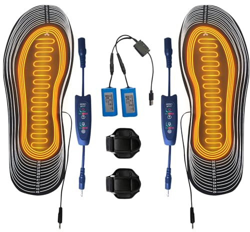 Kertaym Beheizbare Einlegesohlen Heizsohlen für Schuhe Schuhwärmer mit Zwei Warmstufen, Größe 35-46 Zuschneidbar Waschbar für Wintersport Outdoor (Akkulaufzeit: 8–16 Stunden)