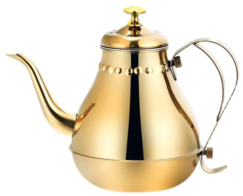 Royal - Tetera multifuncional de cuello de cisne de acero inoxidable de gran capacidad con colador integrado