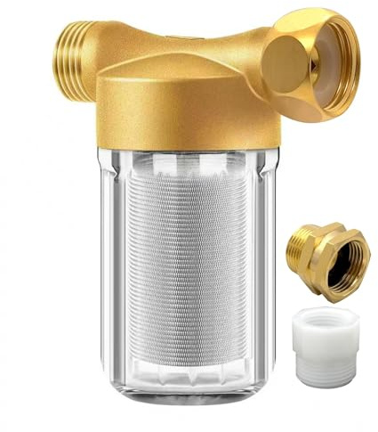 DR. LAWATER Upgraded Reusable Brass Washer Wate Filter, 40 Micron Washing Machine Water Filter, for Washing Machine, Heater, Camping, RV, Garden, Anti Scale Protecting Appliances Sediment Filter