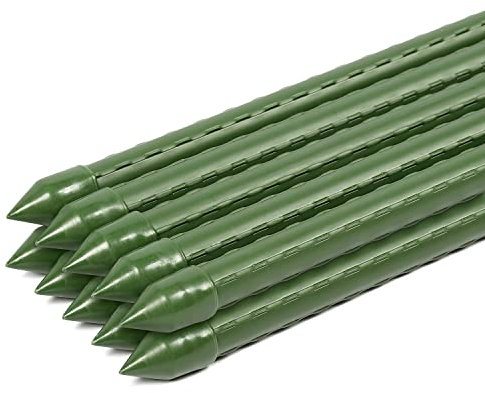 Sekey Tomaten Rankhilfe, Pflanzenstütze für Gurken, Bohnen, Himbeeren, Blumen, Kunststoff Beschichtetes Stahlrohr Rostfrei Pflanzenstäbe, 120 cm x 11 mm, 5 Stück