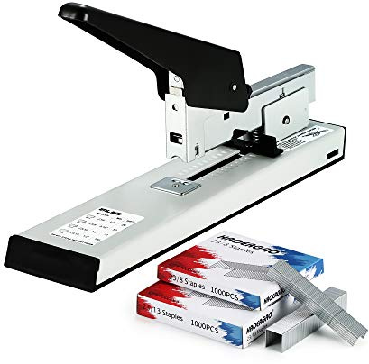 IMLIKE Agrafeuse robuste avec 2000 agrafes : 100 feuilles d'agrafes de bureau haute capacité, grande agrafeuse manuelle en métal pour reliure de papier, comprend 1000 agrafes 23/8 et 23/13 chacune