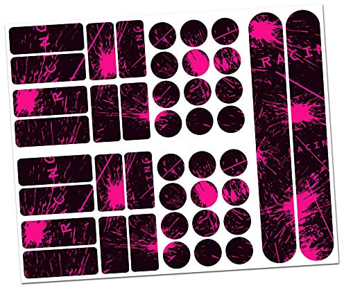 34 Teiliges Fahrrad Rahmen Schutzfolie Folie Aufkleber Schutz MTB BMX Kette Lackschutzfolie - Finest Folia R159 R160 (05 Racing Neon Pink)