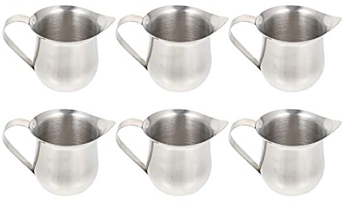 HEMOTON 6 Pièces Tasse à Lait en Acier Inoxydable Crémier à Bec Verseur Saucière avec Louche Tasse à Mesurer De Cuisson Petite Tasse à Expresso Crème à Café avec Couverture Sauce Soja