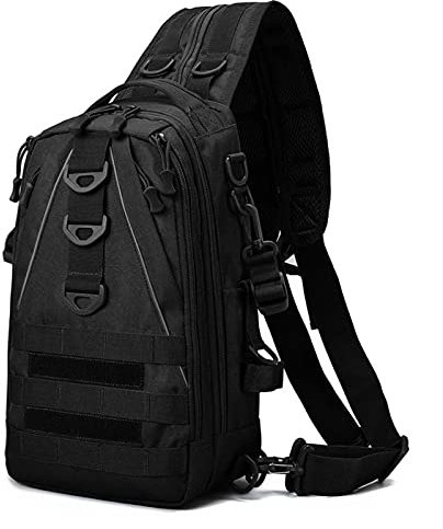 Angeltasche Outdoor- Angelbeutel Angelausrüstung Rucksack Fisch Köder Linie Box Aufbewahrung Wasserdichte Klettern Wandern Crossbody Schulter Brusttasche Angelrutenkoffer ( Color : Black )