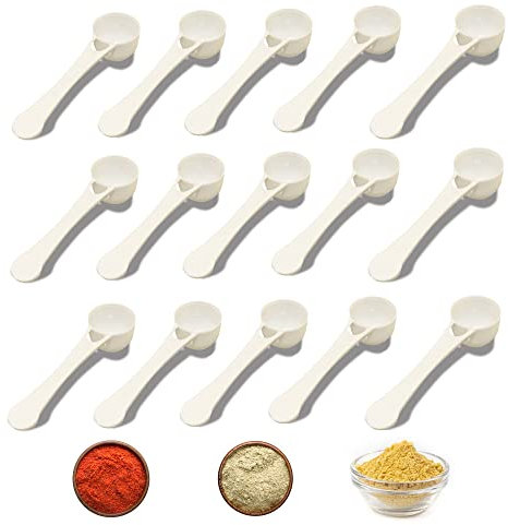 Lot de 20 cuillères à soupe en plastique - Cuillères à mesurer pour café, lait en poudre - Pour l'intérieur d'une bouteille