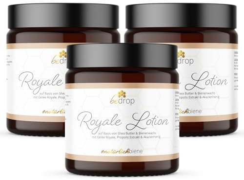 bedrop Royale Lotion - 100g Bodylotion mit Gelée Royale, Sheabutter, Manuka Honig, wirkt feuchtigkeitsspendend & reizlindernd für eine gepflegte Haut (3x 100g zum Sparpreis)