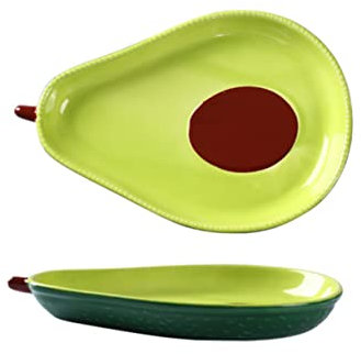 Levemolo Ceramic Dinner Plate Avocado Shaped Ceramic Salad Dish Snack Plate Serving Tray for Fruit Dessert Appetizers Home Restaurant Kitchen Use