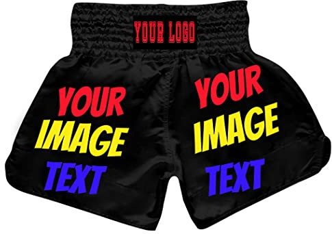 Custom Muay Thai Shorts,Size:XXS XS S M L XL 2XL 3XL 4XL, Boxing Shorts for Men/Women/Kids with Many Colors Black