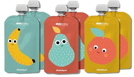 Wiederverwendbare Quetschbeutel Baby (6er Set) – Nachfüllbare Beutel für Brei, Joghurt & Obst, BPA-frei, Auslaufsicher, Spülmaschinen- & Gefriergeeignet – Didobaby