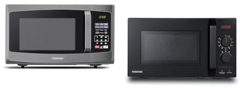 Toshiba 800w 23L Microwave Oven with Digital Display, Auto Defrost, One-touch Express Cook with 6 Pre-Programmed Auto Cook - Black - ML-EM23P & 800w 20L Microwave Oven with 8 Auto Menus - Black
