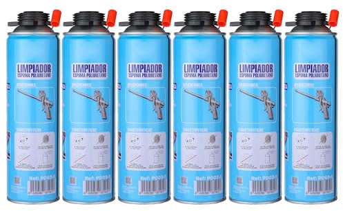 Limpiador de Espuma de Poliuretano - 500 ml - Elimina Residuos de Espuma Fresca con Eficacia y Ultra Rápido - 6 unidad