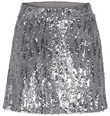 Jack & Jones Jxtara Sequin Mini Jupe WVN, Argent (Silver), M Femmes