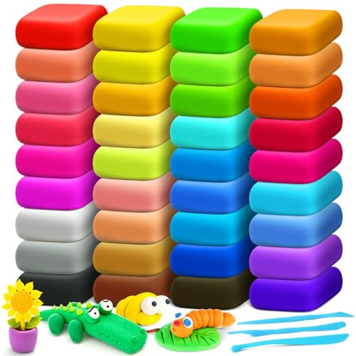 YOPINSAND 36 Colori Argilla da Modellare – Pasta Modellabile Magica Essiccante all'Aria per Bambini, Regalo per Ragazzi e Ragazze