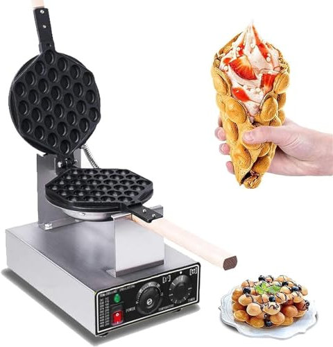 Dfdieratve Bubble Waffle Maker,Electric Non Stick Egg Waffler Maker,1400W Double-sided Heating Bubble Waffle Maker,Stainless Steel Cake Oven Puff Bread Maker Bake Machine for Bakeries Cafes