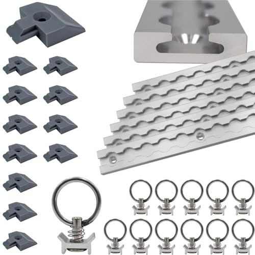 Binario per airline, 6 x 2 m (1975 mm), rettangolare, argento anodizzato, in set con 12 occhielli e 12 tappi terminali, binario di ancoraggio in alluminio robusto, elevata stabilità e durata,