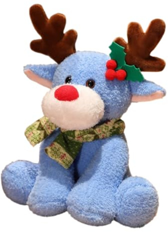 champracer Weihnachten Elch Kuscheltier, 30 cm Rentier Plüsch Elchpuppe, Elch Niedliches Stofftier aus Weichem Plüsch, Weihnachten Geschenke für Kinder Jungen Mädchen (Blau)