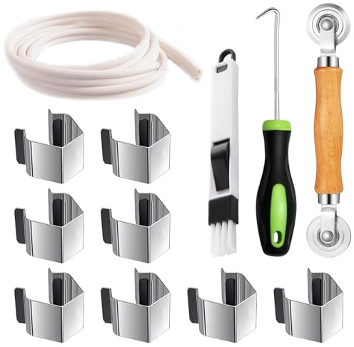 5 in 1 Fliegengitter Reparatur Set, Werkzeug Doppelrad Dichtungseinroller, Einzieher Einroller Siebfenster Spline Roller Haken Werkzeug, 10m × 5mm Kederband, für Fliegengitter Ersatzteil (1)