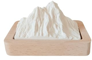 HALSA Passive Diffuser for Sauna, Office, Bedroom, Bathroom - Natural Beechwood Base, Passive Diffusion, Fired Plaster Absorbs Essential Oils - Mountain Design