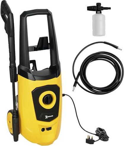 DURHAND 1800W High Pressure Washer, 150 Bar Pressure, 510 L/h Flow, High-Performance Portable Power Washer Jet Wash Cleaner with 6M Hose, Snow Foam Bottle for Garden, Car, Furniture, Yellow