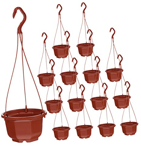 TOYANDONA Maceta Colgante para Plantas Colgantes De Exterior e Interior con Gancho Mediana 15 Piezas Decoración De Jardín y Hogar Estilo Moderno Color Café