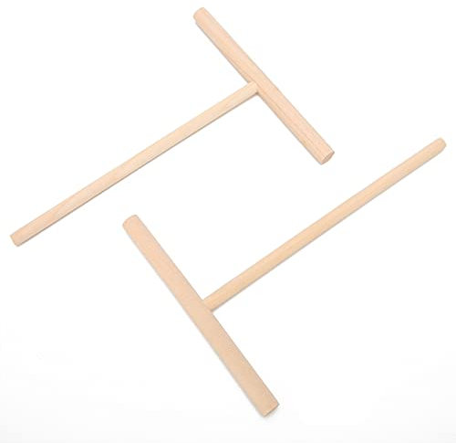 Fockety Spatola per crêpe, 2 pezzi, kit spatola in legno 4,7x6,3 pollici, liscia senza sbavature, a forma di T, per tortillas piatte, roti, galette, cibo rotondo
