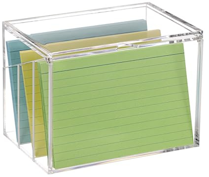 BSTKEY Scatola in acrilico 10,2 x 15,2 cm, porta carte di ricette, con inserto rimovibile, trasparente, per conservare foto, ricordi, biglietti e appunti, con coperchio per espositore (senza carte)