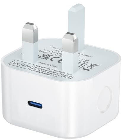 USB C Plug UK Fast Charge,20W Apple Charger Plug USBC Power Adaptor Compatible with iPhone 17 Pro Max Air 16e 16 Plus 16 Pro Max 15 14 13 12 11 SE/iPad/Watch,Type C Port Wall Plug USB-C Charging Head