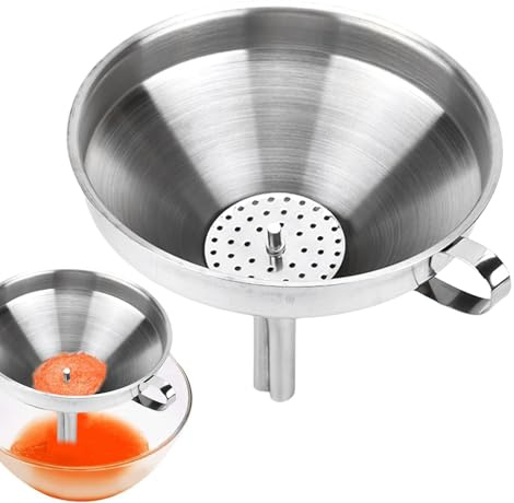 Funnuto de acero inoxidable – embudo de cocina con filtro de malla de 200 malla: barril para rellenar botellas esenciales/aceites de cocina -s fsiltro filtsro alimentario en red, de ac