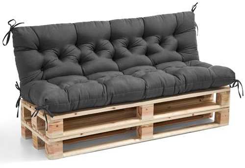 WITHARTPLAN Outdoor Bench Cushion Set (2/3/4 Seater) - Waterproof Garden Seat Cushions with Backrest, 120x100x10cm, for Patio Lounger, Swing & Hammock - High-Density Foam,Dark Grey