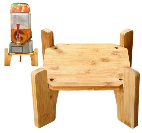 Soporte dispensador de bebidas, base de madera maciza para tarros de bebidas, jarra de de 18,5 cm de diámetro, estación rústica duradera para cafetería, hogar, fiesta, restaurante, despensa