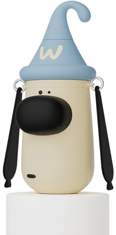 Bensitia Cartoon Dog Insulated Water Bottle with Snack Compartment, 316L Stainless Steel Flask, Leakproof Thermal Travel Mug with Shoulder Strap & Carry Hook, Cute Bottle for All(Blue)