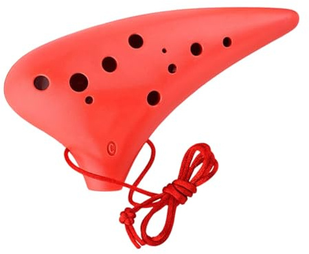 Conjunto Instrumentos Ocarina Alto C Ocarina Rojo 12 Agujeros Plástico Principiante Práctica Instrumento