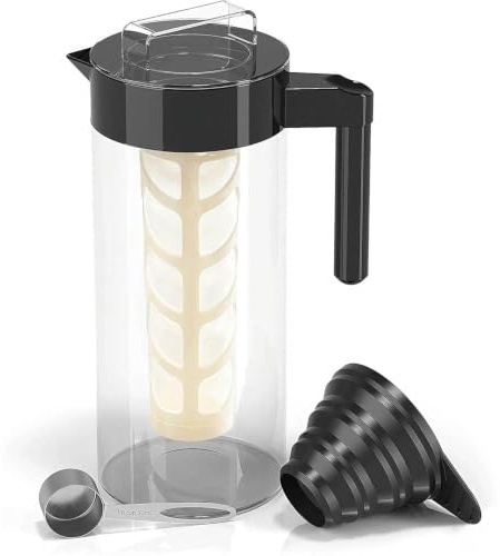 Ceciliec Cafetera, 1,332.4 g té helado y cafetera helada y jarra con jarra de vidrio de borosilicato, filtro, color negro