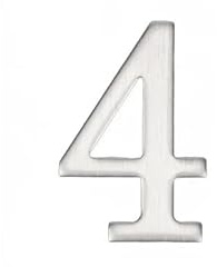 Numeri civici in metallo per porte di casa, Numeri di porta in acciaio inossidabile con supporto adesivo for casa, appartamento, hotel all'aperto(No.4)