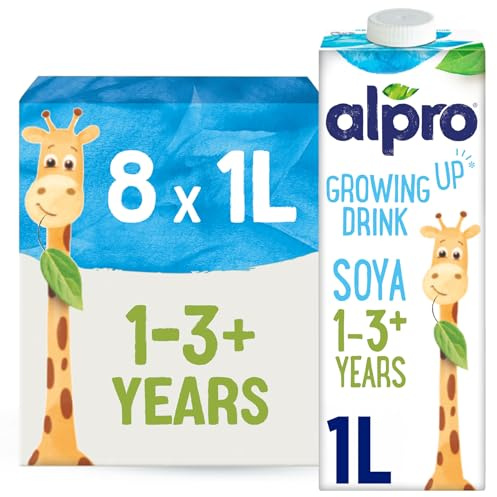 Alpro Kindersoyadrink – 100 Prozent pflanzlich – Von Natur aus laktosefrei und zuckerarm – Proteinquelle mit Calcium und Vitaminen – 8 x 1 L